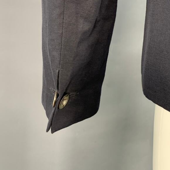 ALEXANDRE PLOKHOV Size 40 Black Cotton Linen Collarless Single Button Jacket - Picture 5 of 10